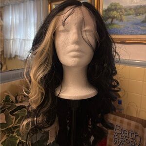 Synthetic Black and Blonde Women's Wig